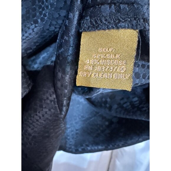 Black Jacquard Ruffled Sleeveless Silk Tunic Dress S Clean Preppy S - Picture 5 of 7